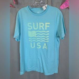 Men’s Gap Surf USA Pale Blue Graphic T- Sz Medium